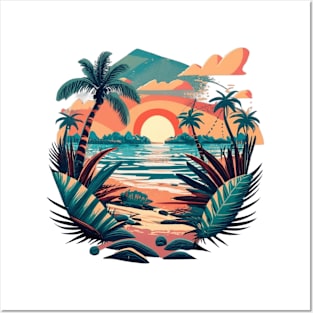 island sunset Posters and Art